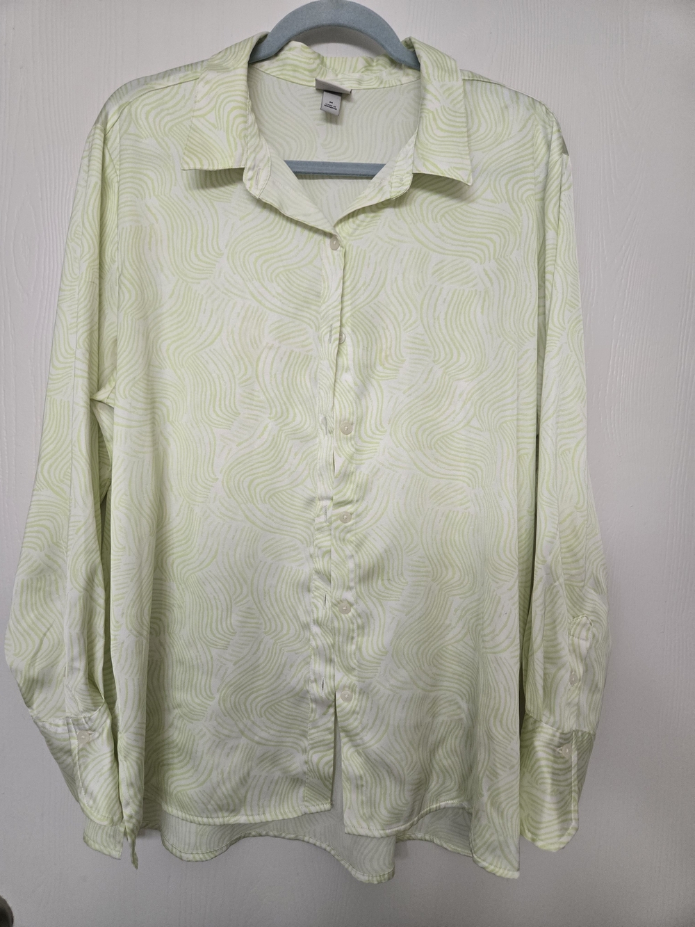 A New Day Lime Green Wave-Print Button-Up Shirt